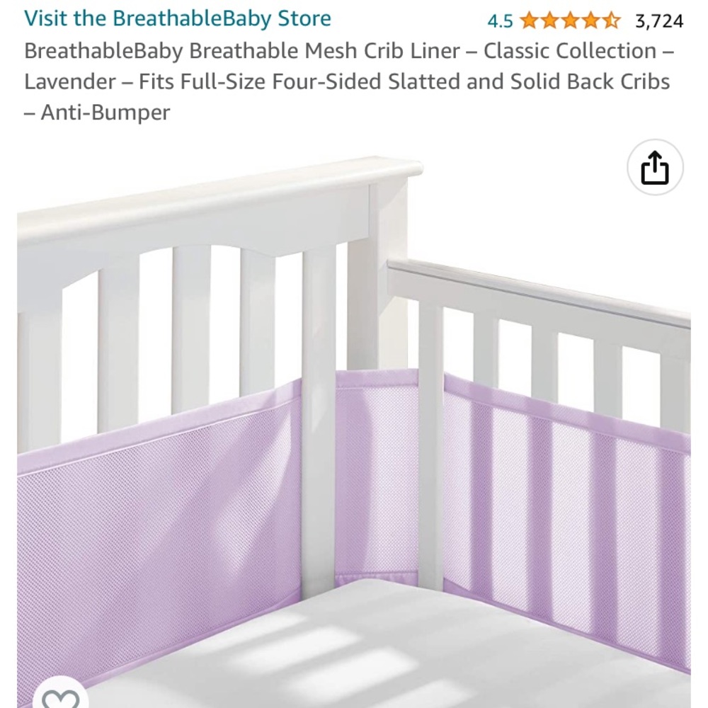 Purple Crib Liner - Keep the binkies in!